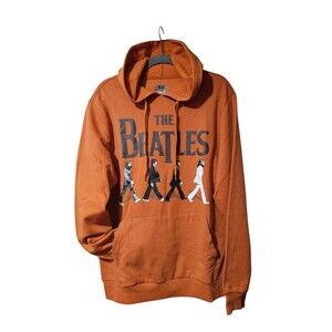 NWT Mens Large The Beatles Men's Casual Hooded Fleece Sweatshirt In Orange